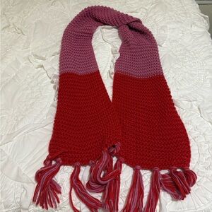 Anthropologie color block Red and Purple Knit Scarf